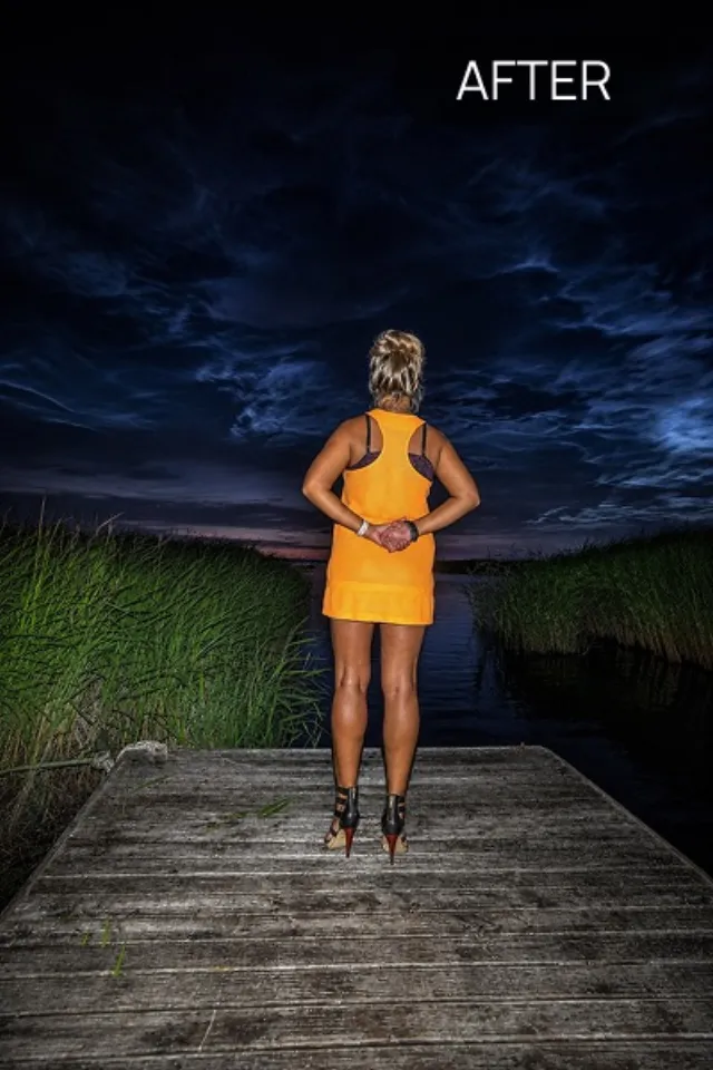 Flash Effect 'Fish Night' style — before and after example